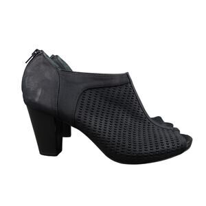 Giani Bernini Shoes Womens 10 Heeled Booties Open Toe Laser Cut Zip Black Alanny